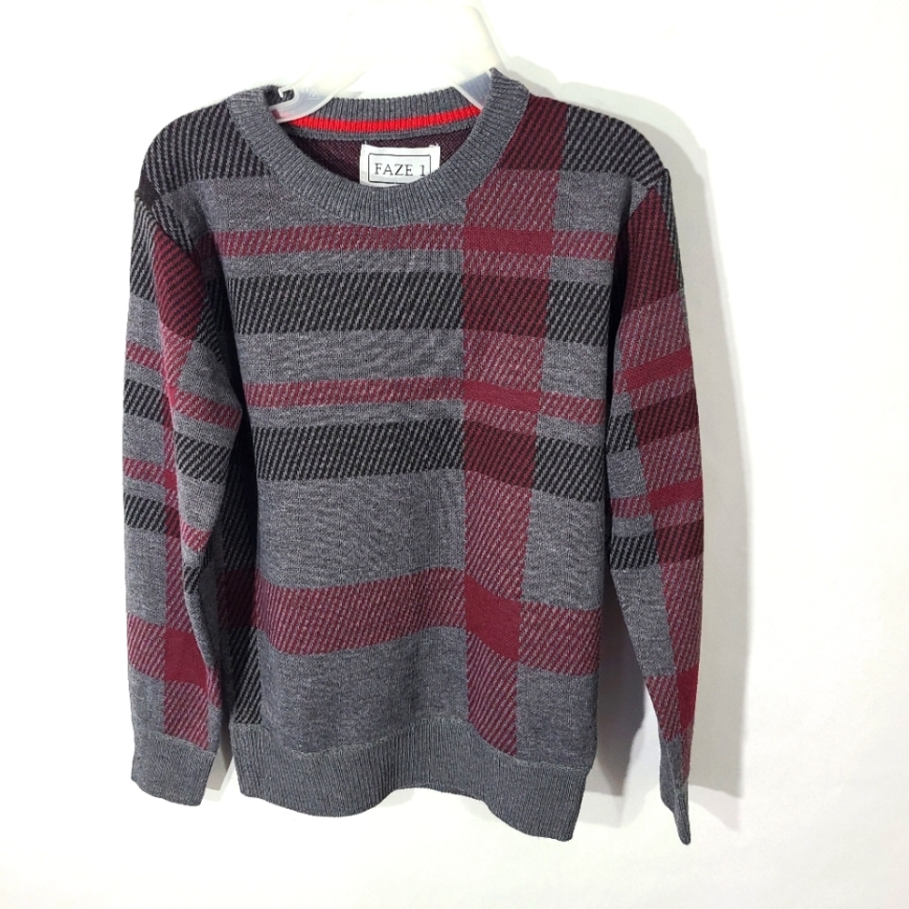 NWT Faze 1 Boy Childs Kids Sweater Size 6 Gray Red Black Top Dressy - Picture 1 of 6